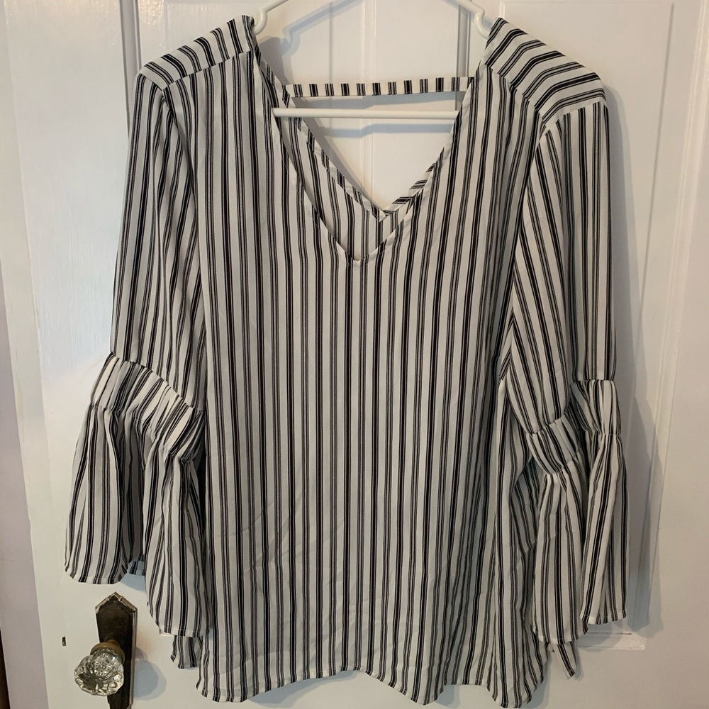 Black and white striped blouse
